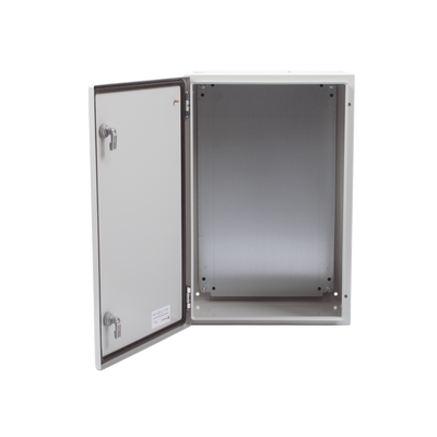 Gabinete de Acero IP66 Uso en Intemperie (400 x 600 x 250 mm) con Placa Trasera Interior Metálica y Compuerta Inferior Ato...