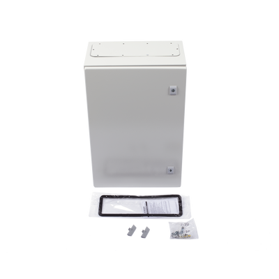 Gabinete de Acero IP66 Uso en Intemperie (400 x 600 x 250 mm) con Placa Trasera Interior Metálica y Compuerta Inferior Ato...
