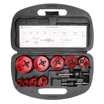 Juego de 13 Brocas Sierra Bimetálica con Adaptadores y Estuche. (3/4", 7/8", 1-1/8", 1-3/8",  1-1/2", 1-3/4", 2", 2-1/4", ...