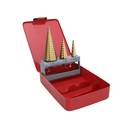Juego de 3 Brocas Escalonadas HSS 4-12, 4-20, 4-32 mm (Para Plástico o Metal). - PRECISION