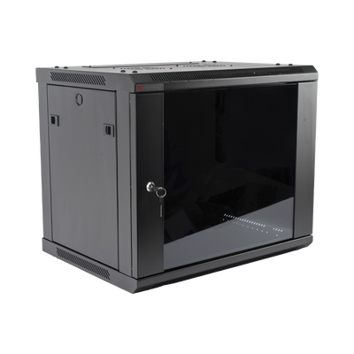 Gabinete PRECISION, Con Puerta de Cristal Templado, de 19in, 9UR, 450mm de Profundidad, Color Negro - PRECISION
