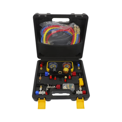 Manómetro de 4 vías con Accesorios para Gas refrigerante  R410A/ R32/ R134A/R22 | SIERRA STORE - PRECISION