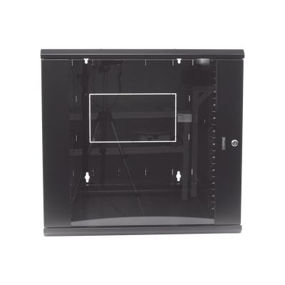 Gabinete PanZone de Montaje en Pared, de 19in, Puerta con Ventana de Seguridad, 12 UR, 762mm de Profundidad, Color Negro P...