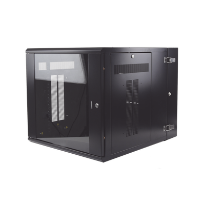 Gabinete PanZone de Montaje en Pared, de 19in, Puerta con Ventana de Seguridad, 12 UR, 762mm de Profundidad, Color Negro P...