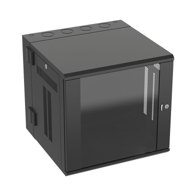 Gabinete PanZone de Montaje en Pared, de 19in, Puerta con Ventana de Seguridad, 12 UR, 635mm de Profundidad, Color Negro P...