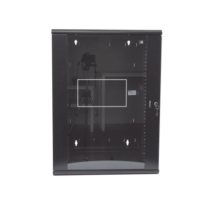 Gabinete PanZone de Montaje en Pared, de 19in, Puerta con Ventana de Seguridad, 18 UR, 635mm de Profundidad, Color Negro P...