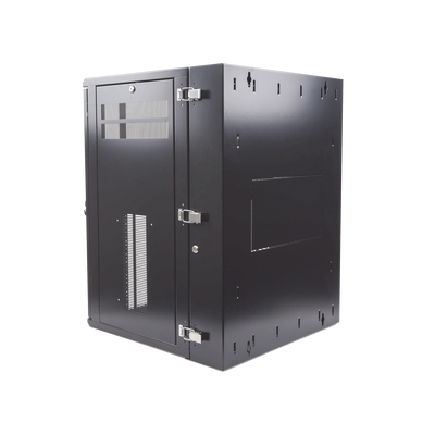 Gabinete PanZone de Montaje en Pared, de 19in, Puerta con Ventana de Seguridad, 18 UR, 635mm de Profundidad, Color Negro P...
