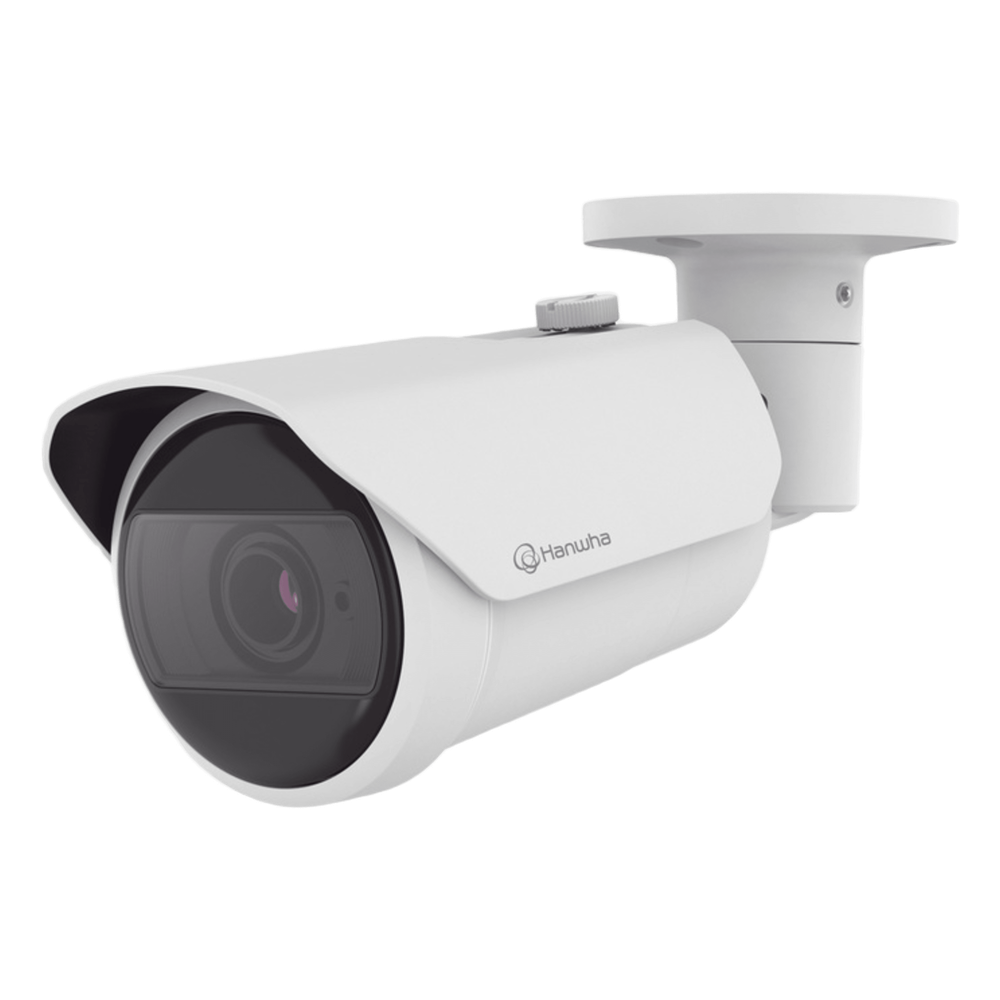 HANWHA VISION - QNO-C6083R - Cámara IP Tipo Bala Antivandálica 2 Megapíxel /Lente Motorizado 3.2 a 10mm / IR 40M / WDR 120db / Exterior IP66 / H.265 & WiseStream