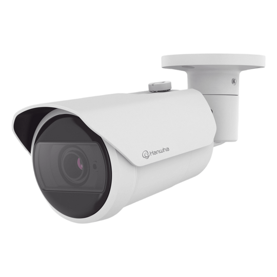 HANWHA VISION - QNO-C6083R - Cámara IP Tipo Bala Antivandálica 2 Megapíxel /Lente Motorizado 3.2 a 10mm / IR 40M / WDR 120db / Exterior IP66 / H.265 & WiseStream