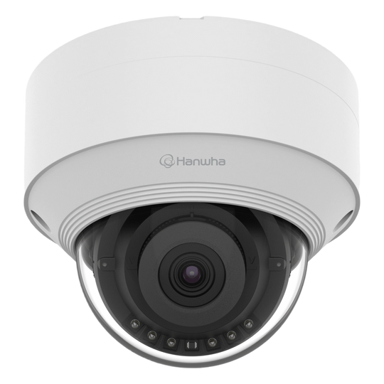 HANWHA VISION - QNV-C8013R - Cámara IP Tipo domo Antivandálica 5 Megapíxel / Lente fijo 3mm / IR 25M / WDR 120db / IP66 / H.265 & WiseStream / Inteligencia