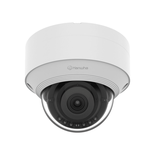 HANWHA VISION - QNV-C8023R - Cámara IP Tipo domo Antivandálica 5 Megapíxel / Lente fijo 4mm / IR 30M / WDR 120db / IP66 / H.265 & WiseStream / Inteligencia