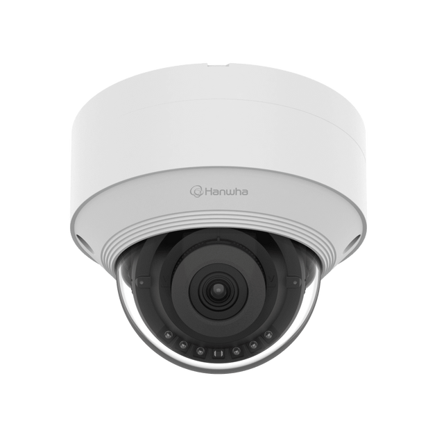 HANWHA VISION - QNV-C8023R - Cámara IP Tipo domo Antivandálica 5 Megapíxel / Lente fijo 4mm / IR 30M / WDR 120db / IP66 / H.265 & WiseStream / Inteligencia