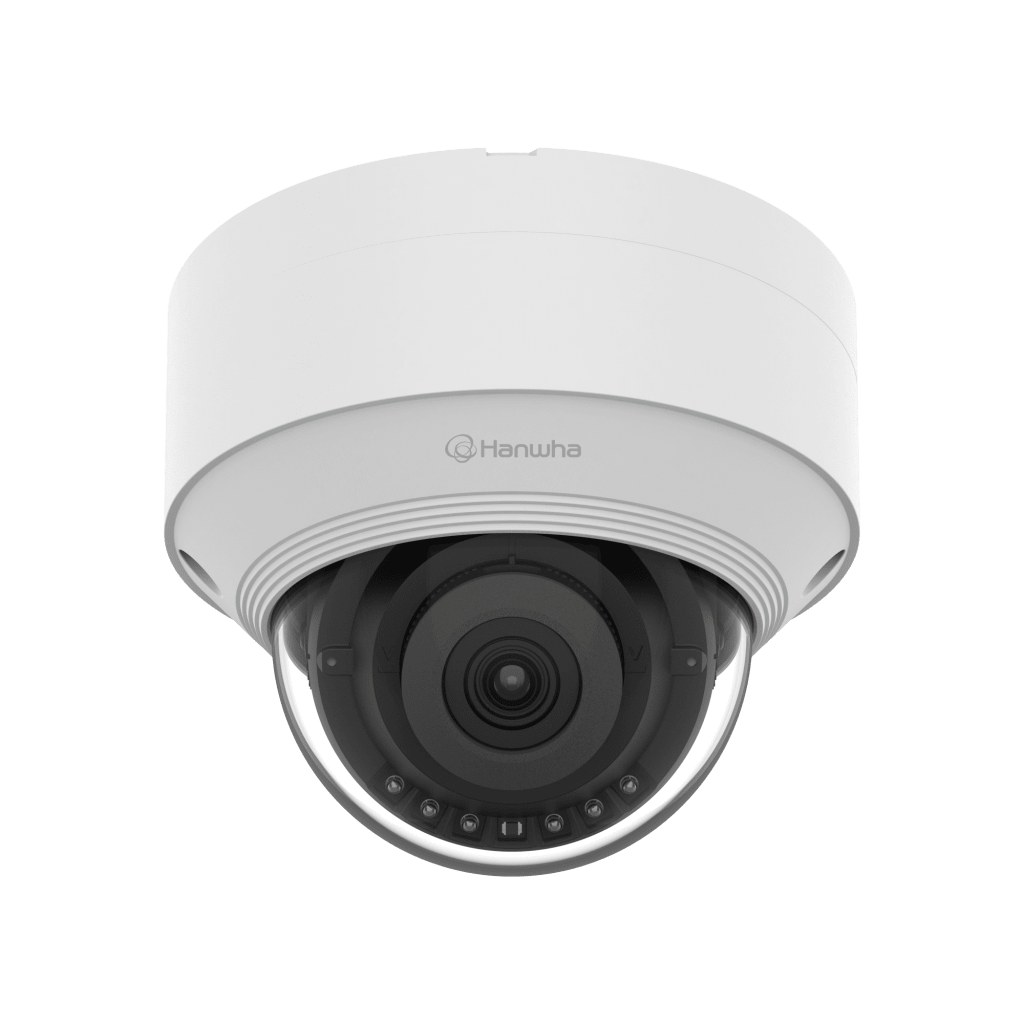HANWHA VISION - QNV-C8023R - Cámara IP Tipo domo Antivandálica 5 Megapíxel / Lente fijo 4mm / IR 30M / WDR 120db / IP66 / H.265 & WiseStream / Inteligencia