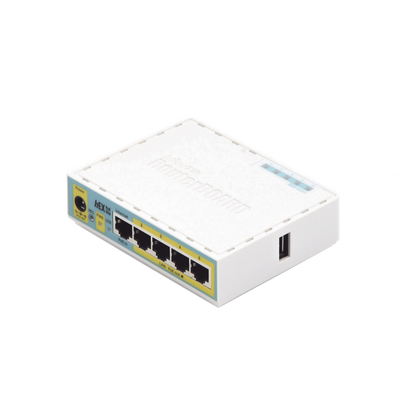 (hEX PoE LITE) RouterBoard, 5 Puertos Fast Ethernet, 4 con PoE Pasivo, 1 Puerto USB MIKROTIK - Vista 3