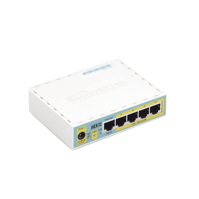 (hEX PoE LITE) RouterBoard, 5 Puertos Fast Ethernet, 4 con PoE Pasivo, 1 Puerto USB MIKROTIK - Vista 6