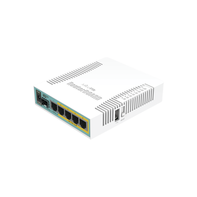 (hEX PoE) Routerboard 5 puertos Gigabit Ethernet PoE 802.3at, 1 Puerto USB - MIKROTIK