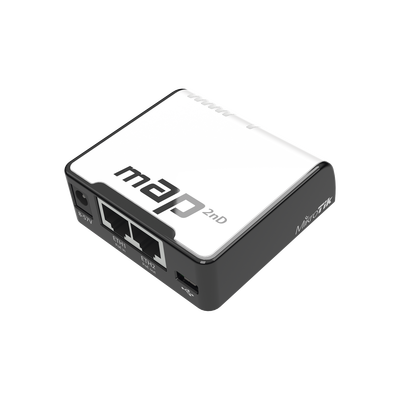 (mAP) 2 Puertos Fast Ethernet, 1 Puerto MicroUSB, WiFi 2.4 GHz 802.11 b/g/n - MIKROTIK