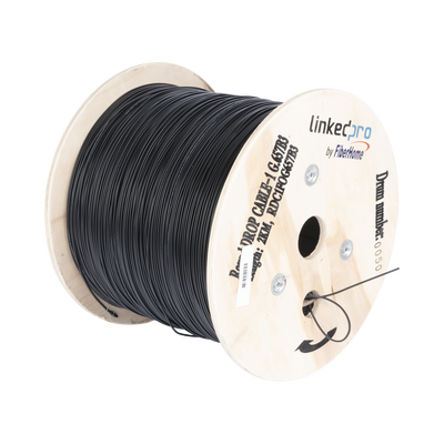 Carrete de 2 km de Fibra Óptica Aérea redonda (Figura 0) G.657B3 tipo Drop, Monomodo, 1 hilo, forro de 3 mm, Span 100 m | SIE