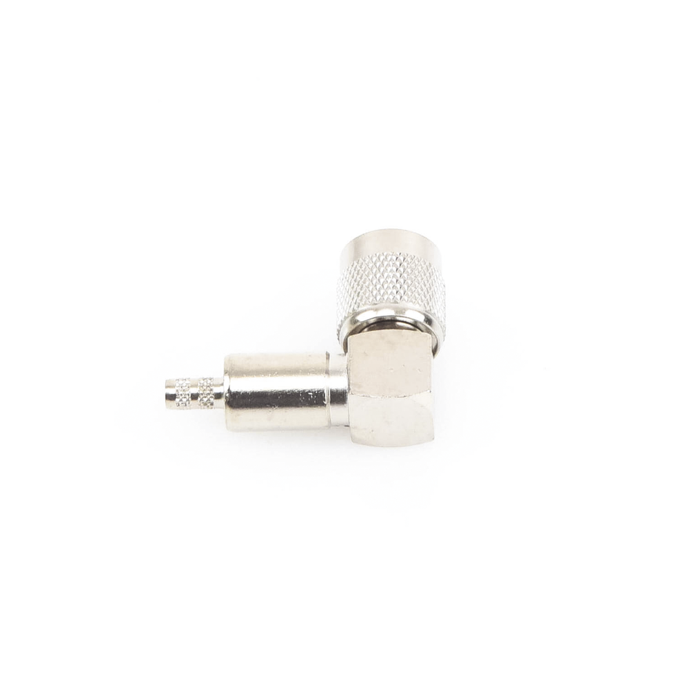 Conector RF TNC Macho / Ángulo Recto / Ensamblaje Anillo Plegable / Bronce Niquelado / Contacto Oro / Dieléctrico Teflón | SIERRA STORE