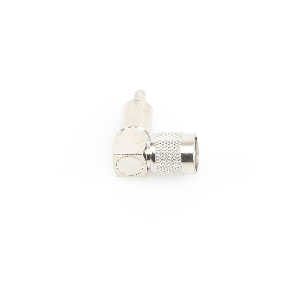 Conector RF TNC Macho / Ángulo Recto / Ensamblaje Anillo Plegable / Bronce Niquelado / Contacto Oro / Dieléctrico Teflón | SIERRA STORE
