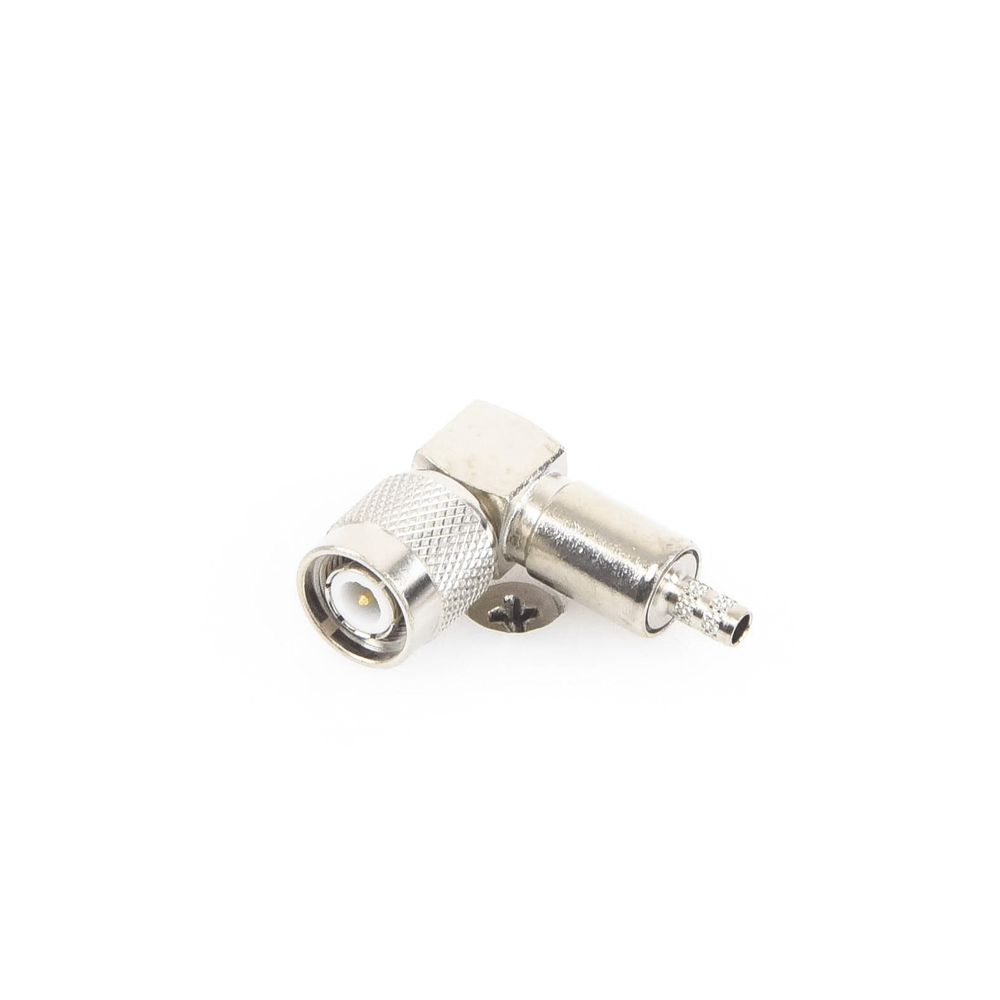 Conector RF TNC Macho / Ángulo Recto / Ensamblaje Anillo Plegable / Bronce Niquelado / Contacto Oro / Dieléctrico Teflón | SIERRA STORE