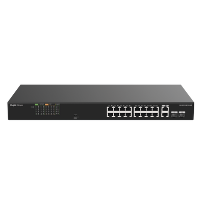 Switch PoE+ no Administrable, Hasta 120 Watts, Ideal para CCTV, 16 Puertos PoE +10/100, 2 Uplinks Gigabit y 2 SFP COMBO - ...