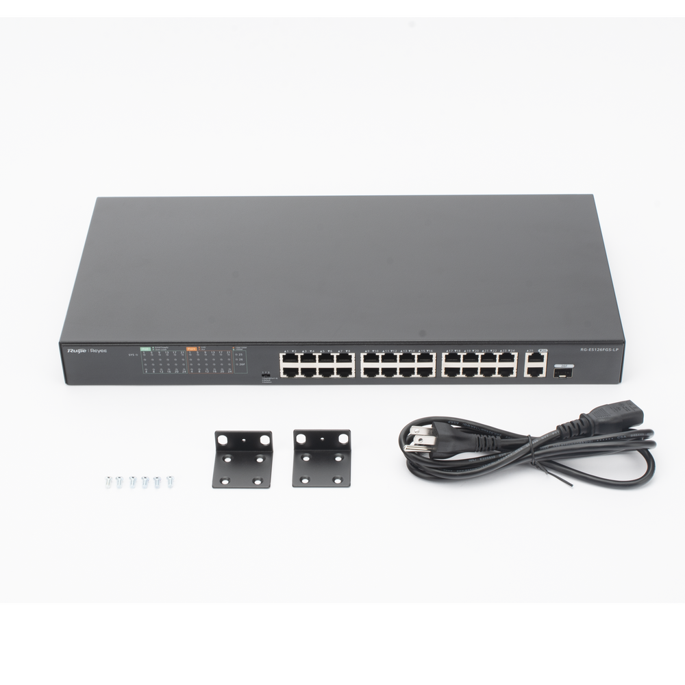Switch PoE+ No Administrable / 24 Puertos 10/100 PoE+ / 2 Uplinks Gigabit / 1 SFP Combo / 180W / 8.8 Gbps / 1U | SIERRA STORE