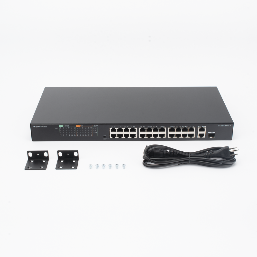 Switch PoE+ No Administrable / 24 Puertos 10/100 PoE+ / 2 Uplinks Gigabit / 370W PoE / 8.8 Gbps / 1.44 ft x 0.70 ft x 0.14 ft | SIERRA STORE