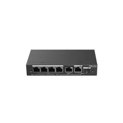 Switch Administrable con 4 puertos Gigabit PoE, 2 Uplink Gigabit y 1 Uplink Gigabit para Fibra SFP en combo, gestión gratu...