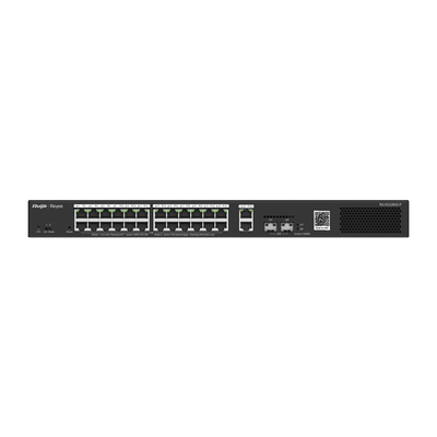 Switch Smart PoE con 24 puertos Gigabit PoE 802.3af/at + 2 SFP para fibra 1Gb, gestión gratuita desde la nube, 370w RUIJIE...