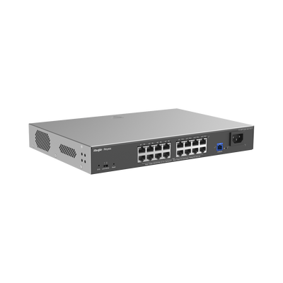 e-Lighten ONU / Switch PoE+ Hibrido, Capa 2 con un Puerto PON 1G SC/UPC y 16 Puertos Ethernet PoE+ 1G hasta 240 Watts y 10...