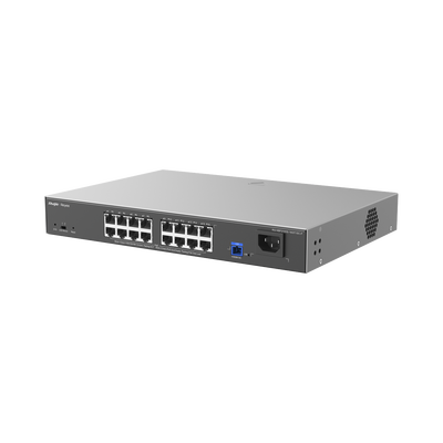 e-Lighten ONU / Switch PoE+ Hibrido, Capa 2 con un Puerto PON 1G SC/UPC y 16 Puertos Ethernet PoE+ 1G hasta 240 Watts y 10...