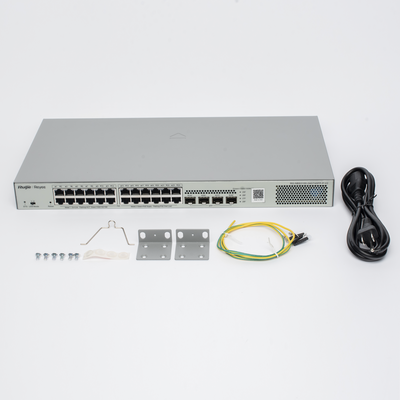Switch Administrable L2 PoE+ hasta 370W, 24 Puertos Eth 1G, 4 puertos SFP 1G, Administración Remota en la Nube. RUIJIE - V...