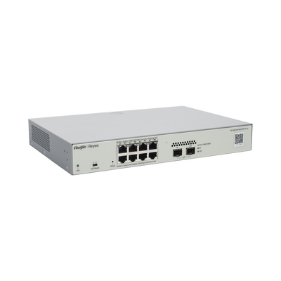 Switch Administrable PoE Capa 2 con 8 puertos Gigabit PoE 802.3af/at + 2 SFP para fibra 1Gb, gestión gratuita desde la nub...