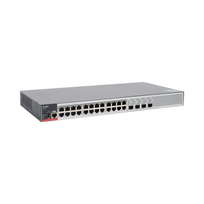 Switch PoE+ Empresarial 370 Watts, Administrable L2+, 24 Puertos Gigabit y 4 Puertos Uplink SFP 2.5G RUIJIE - Vista 2