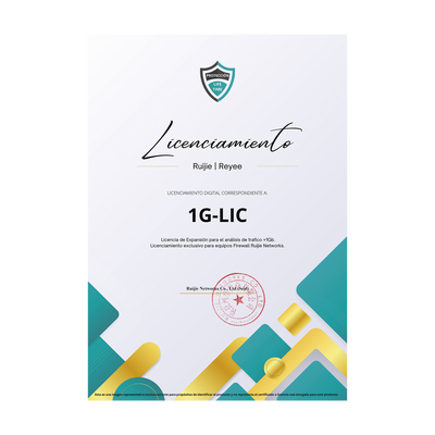 Licencia Perpetua para aumentar en 1Gb el análisis de trafico, Firewall modelo Z3200-S - RUIJIE
