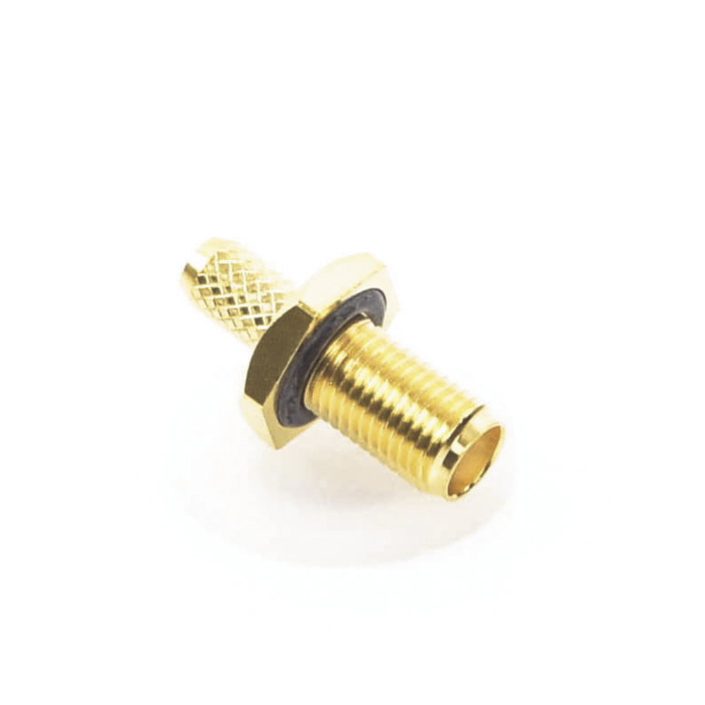 Conector SMA Hembra Inverso de Chasis en D Plano, Anillo Plegable para Cable RG-142/U, Oro/ Oro/ Teflón. | SIERRA STORE