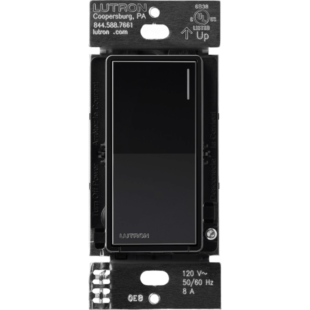 LUTRON ELECTRONICS - RRST8ANSBL - Interruptor Inteligente On/Off / 8 A Iluminación / 5.8 A Motor / Neutro Requerido / LED Ajustable / RadioRA 3 / Negro