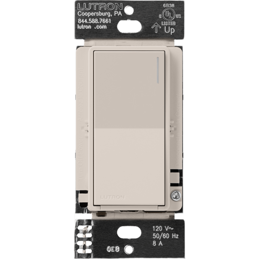 LUTRON ELECTRONICS - RRST8ANSTP - Interruptor Inteligente On/Off / 8 A Iluminación / 5.8 A Motor / Multiubicación 5 Puntos / LED Ajustable / Acabado Taupe