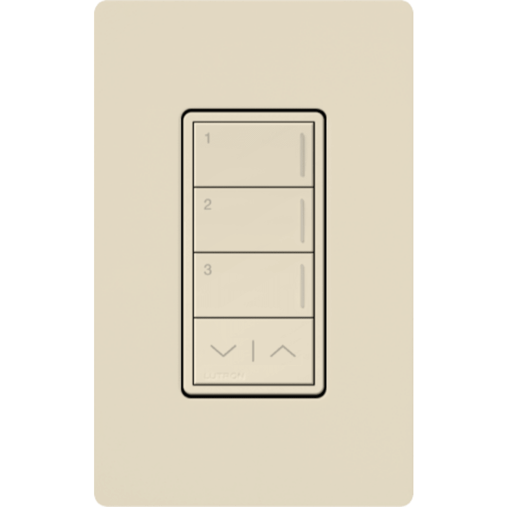 LUTRON RADIORA 3 - RRSTW3RLLA - Botonera Sunnata / 3 botones + subir-bajar / Sin atenuador integrado / 120-277 V / Color almendra claro / Sistema RadioRA 3