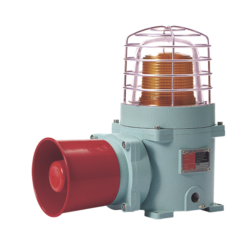 Combinación de baliza LED ámbar fija/flasheante con sirena electrónica / 120 dB / Zona peligrosa ATEX/IECEX / 120 VCA / IP66 / Ex d | SIERRA STORE