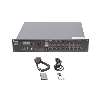 Controlador de Evacuación Por Voz | 500 W | 8 Zonas independientes | 4 entradas de audio y 2 entradas de micrófono EPCOM P...