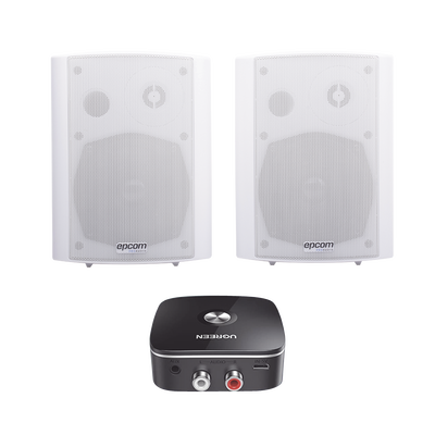 Kit  Altavoces + Modulo Receptor BT | Montaje en Pared | 2x20W RMS | Material ABS y Reja Metálica | Bracket de Metal | Col...
