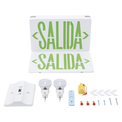 Letrero de Emergencia LED DUAL de SALIDA con Luz de Emergencia/Montaje Universal (pared, lateral o Techo)/Batería de Respa...