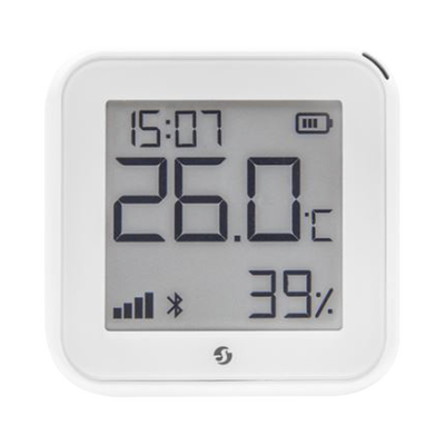 Pantalla Sensor de temperatura y humedad, inteligente e inalámbrico, integrable a la App de Shelly. - SHELLY
