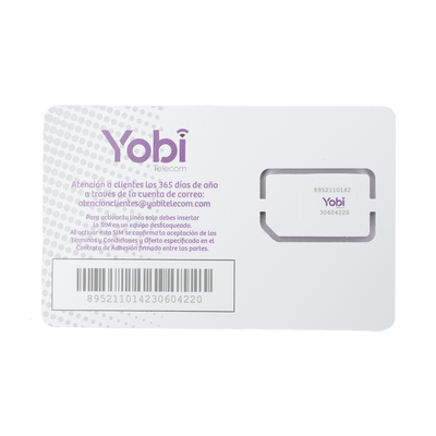 SIM Yobi para dispositivos móviles 3G/4G con recarga de 10GB cada mes durante 1 año de servicio (solo datos) YOBI - Vista 3