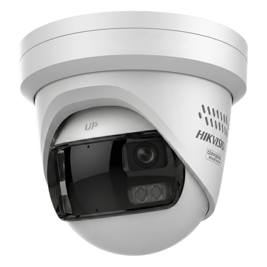 HIKVISION - DS-2CD3387G3P-LIHSUY/SL - [PROTECCIÓN ACTIVA] Turret IP Panorámica 8 Megapixel / 180° / Imagen a Color 24/7 / PoE / WDR 130° / IP67 / ACUSENSE / Protección