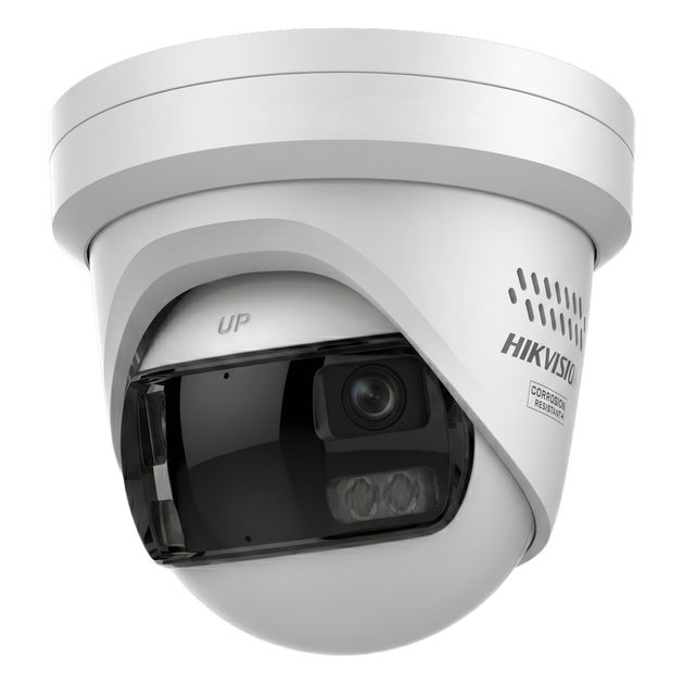 HIKVISION - DS-2CD33167G3P-LIHSUY/SL - [PROTECCIÓN ACTIVA] Turret IP Panorámica 8 Megapixel / 180° / Imagen a Color 24/7 / PoE / WDR 130° / IP67 / ACUSENSE / Protección
