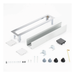 Caja de Escritorio para Módulos / Capacidad 4 Módulos K45 / Aluminio Anodizado / Salida Posterior de Cables / 54×225×54 mm | SIERRA STORE