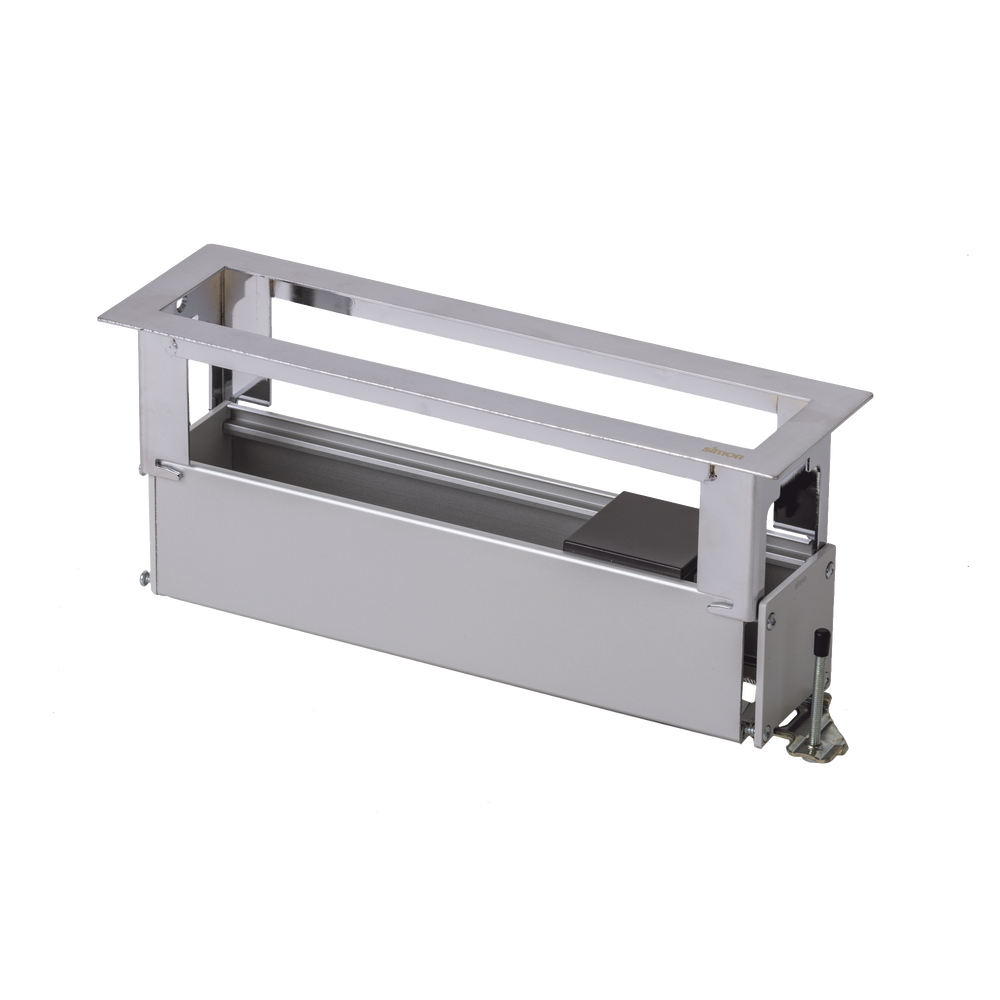 Caja de Escritorio para Módulos / Capacidad 4 Módulos K45 / Aluminio Anodizado / Salida Posterior de Cables / 54×225×54 mm | SIERRA STORE